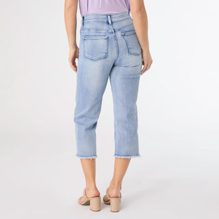 Ruth Straight Leg Fray Bottom Capri - Light Denim