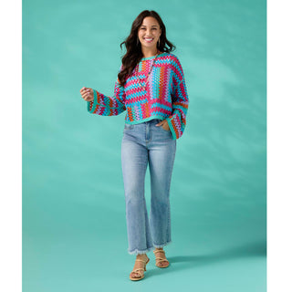 Sylvie Flare Ankle with Fringe Bottom - Light Denim