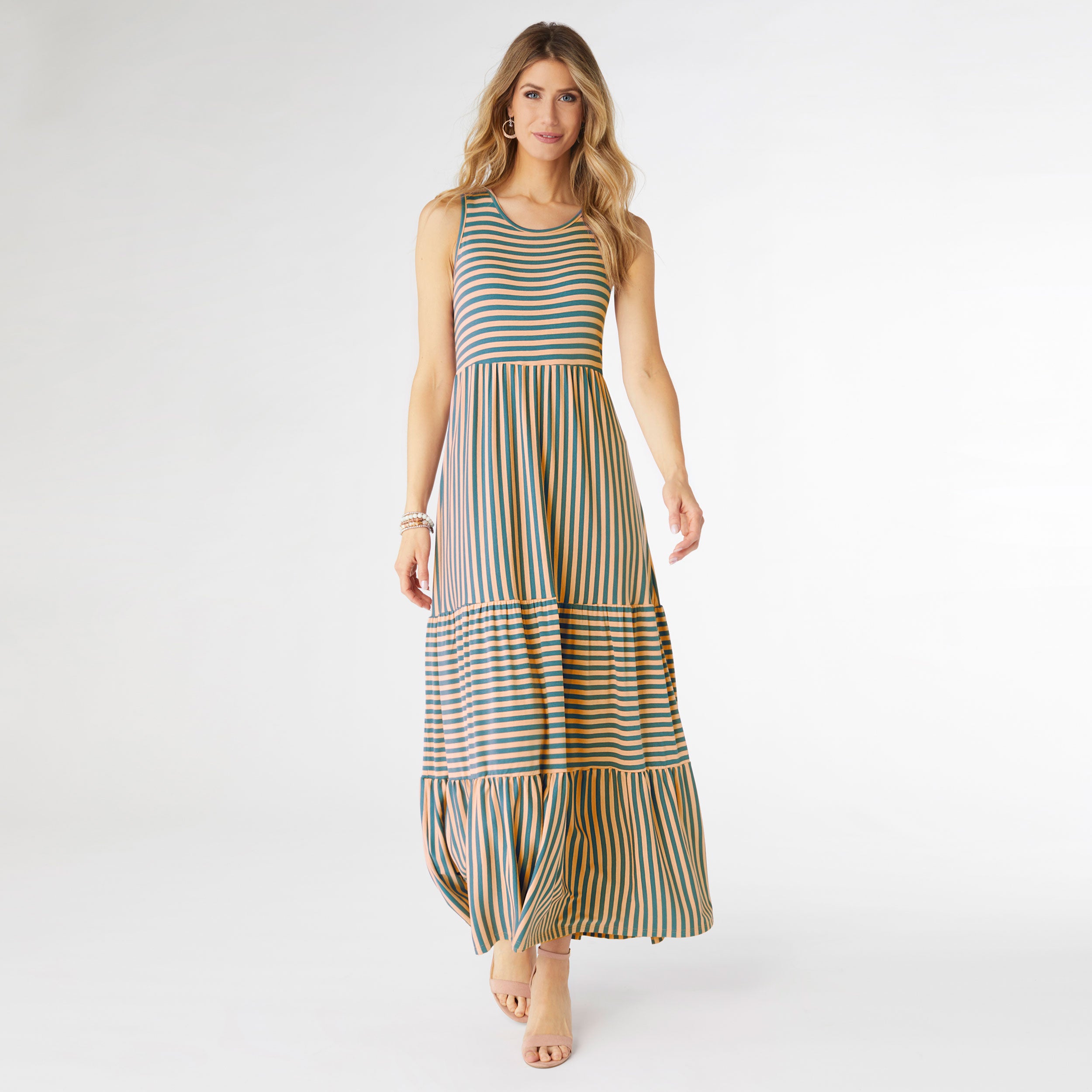 striped tiered maxi dress Cute Blue Stripe Tiered Maxi Dress | Trendy Women's Dress