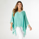 Amaryllis Poncho with Embroidery Trim - Aqua