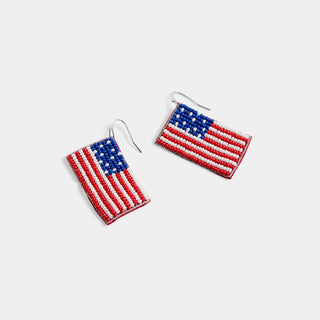 Glory Flag Dangle Earrings - Red/White/Blue