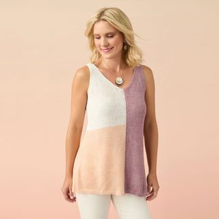 Jade Colorblock Knit Tank - Light Blue/Off White/Navy