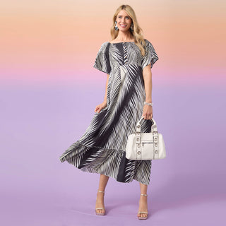 Cyrus Tropical Forest Print Maxi Dress - Black/Sage