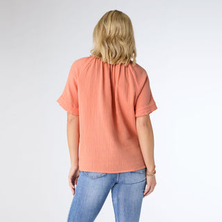Elayna Gauze Top - Coral