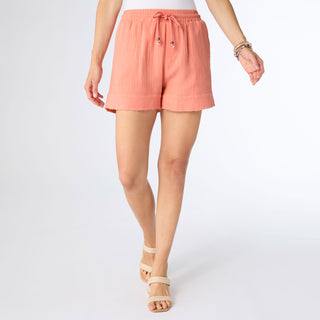 Elayna Gauze Shorts - Coral