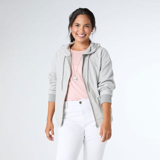 Brooklyn Hooded Zip-Up Sweatshirt - Mid-Heather Grey/White