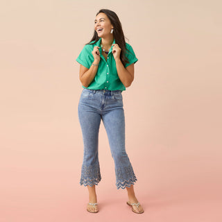 Delaney Button Down Top - Coral