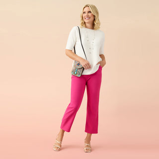 Lightweight Heavenly-Luxe Short Sleeve Top - Bright Pink