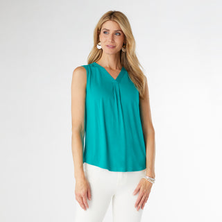 Erin Pleat Back V-Neck Tank - Ceramic