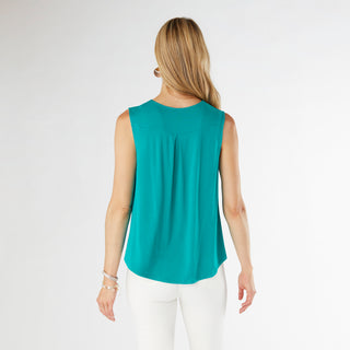 Erin Pleat Back V-Neck Tank - Ceramic