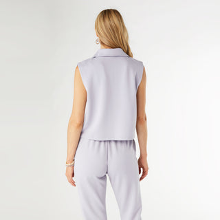 Hilarie Super Soft Tank with Zipper - Dusty Blue