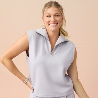 Hilarie Super Soft Tank with Zipper - Dusty Blue