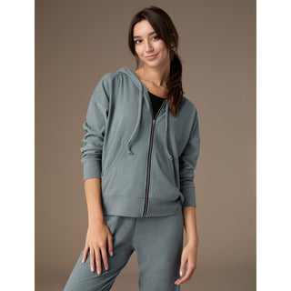 Weekend Brushed Long Sleeve Full Zip Hoodie - Stone Grey