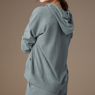 Weekend Brushed Long Sleeve Full Zip Hoodie - Stone Grey