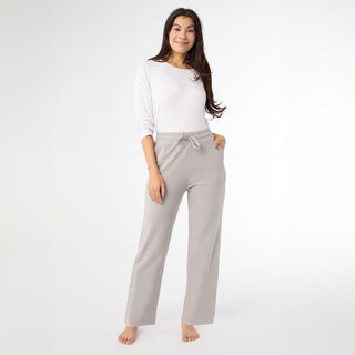 Weekend Brushed Wide Leg Pant - Stone Grey