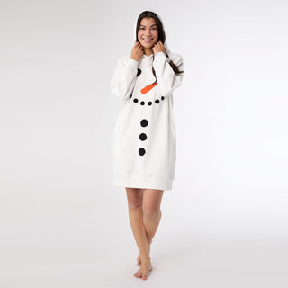 Snug Haven Hoodie Snowman Dress - White