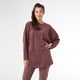 Weekend Brushed Sweater with Button Back - Wine