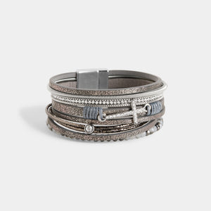 Sparkle Cross Magnetic Bracelet - Dark Grey