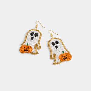 Beaded Festive Ghost Earring - White