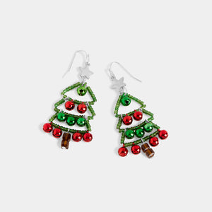 Jingle Ball Christmas Tree Earring - Green/Red