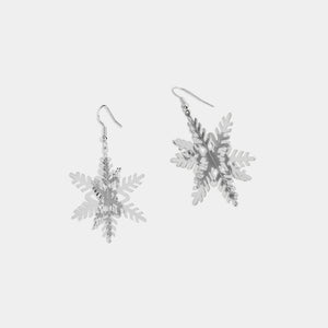 3D Snowflake Earring - Silver