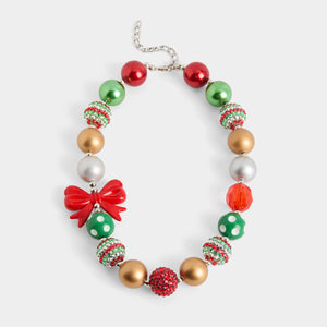 Holiday Cheer Bow Necklace - Multi
