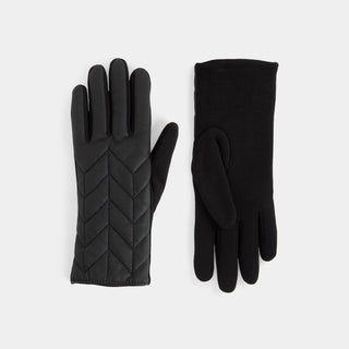 Matte Chevron Puffer Touchscreen Gloves - Black