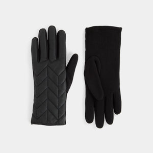 Matte Chevron Puffer Touchscreen Gloves - Black