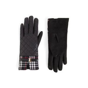 Plaid Puffer Touchscreen Gloves - Black