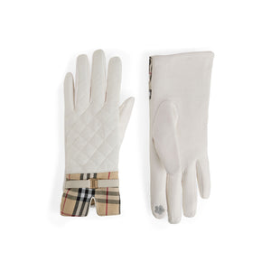 Plaid Puffer Touchscreen Gloves - Winter White