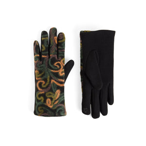 Felted Swirls Touchscreen Gloves - Deep Green