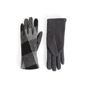 Large Checkered Touchscreen Gloves - Grey/Black