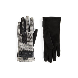 Zig Zag Plaid Touchscreen Gloves - Black