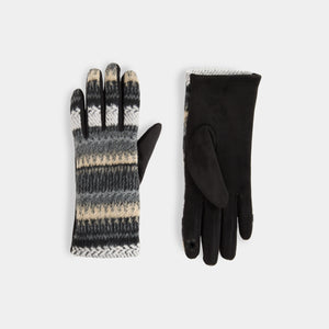 Sweater Stripe Touchscreen Gloves - Grey