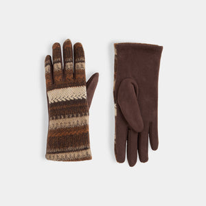 Sweater Stripe Touchscreen Gloves - Chocolate