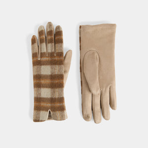 Classic Plaid Touchscreen Gloves - Light Tan