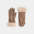 Belted Fur Cuff Plaid Touchscreen Gloves