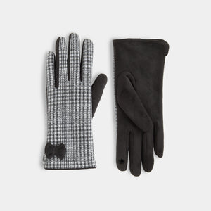 Darling Bow Houndstooth Touchscreen Gloves - Black