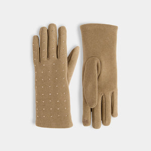 Studded Touchscreen Gloves - Beige