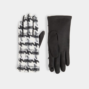 Houndstooth Touchscreen Gloves - Black