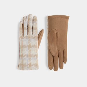 Houndstooth Touchscreen Gloves - Light Natural