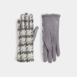 Houndstooth Touchscreen Gloves - Grey