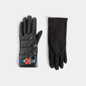 Embroidered Nutcracker Puffer Touchscreen Gloves - Black