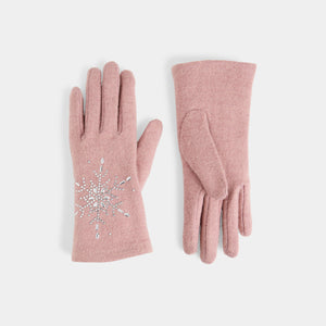 Christmas Snowflake Touchscreen Gloves - Blush