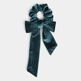 Velvet Bow Scrunchie - Storm Teal