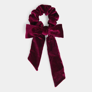 Velvet Bow Scrunchie - Wine