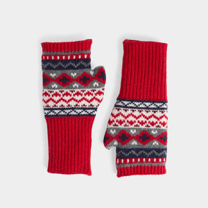 Neva Knit Fingerless Gloves - Red