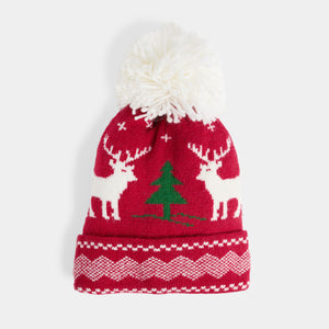 Reindeer Knit Hat - Jolly Red