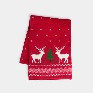 Reindeer Knit Scarf - Jolly Red