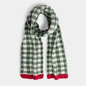 Holly Houndstooth Knit Scarf - Red/Green